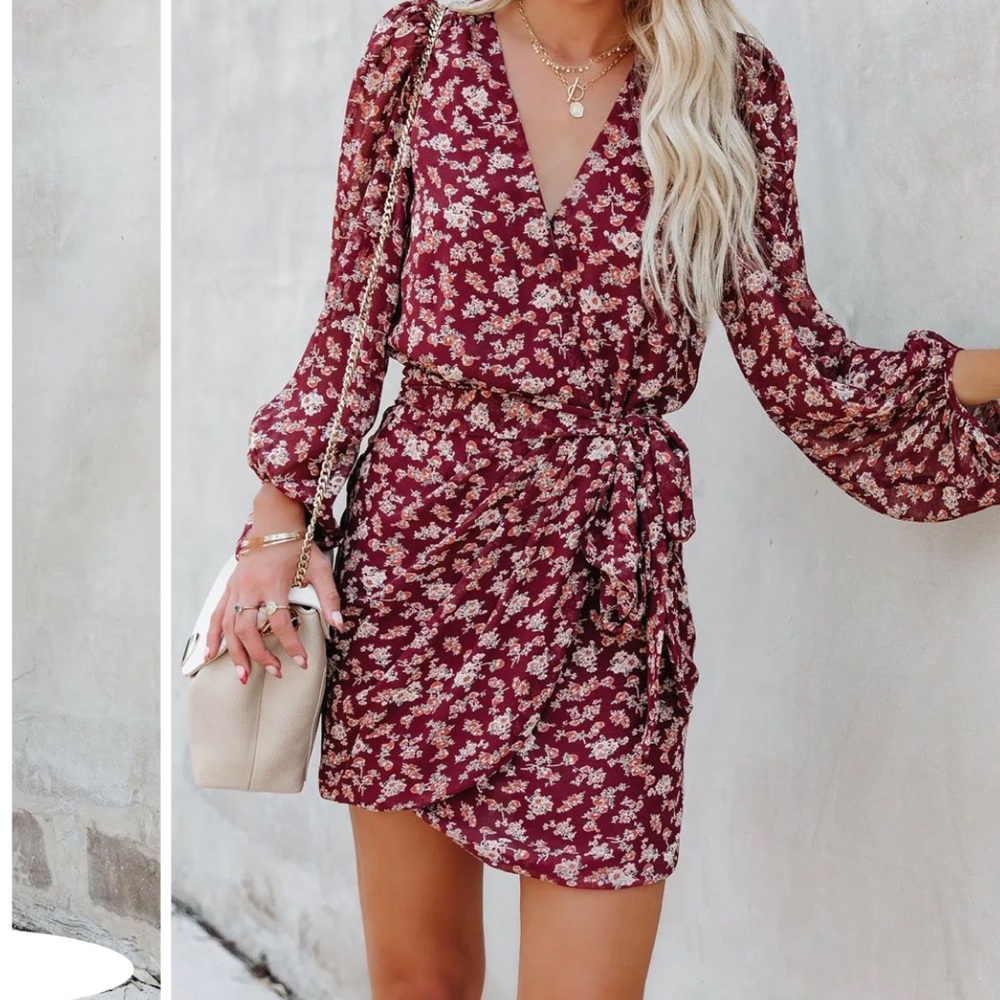 Mahima Floral Balloon Sleeve Wrap Dress